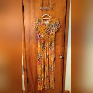 Floral Maxi Maternity Dress Mustard